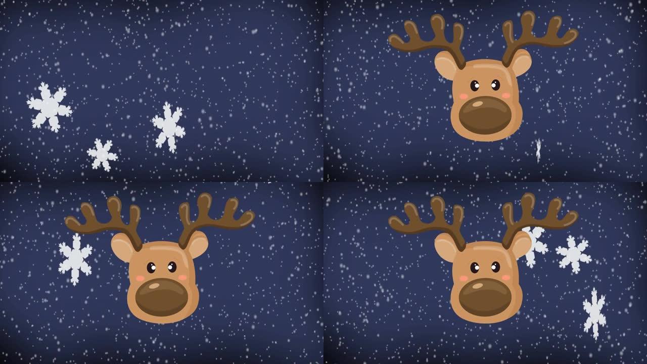 圣诞节降落的驯鹿动画