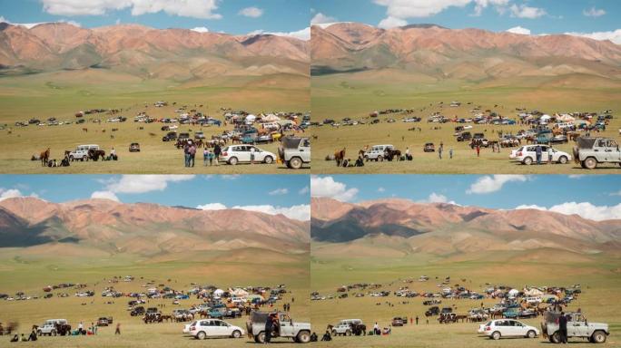在西蒙古，人们聚集在传统的那达慕盛夏，多利延时序列