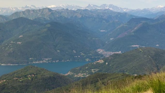 瑞士阿尔卑斯山的延时全景。提契诺州蒙特勒马的景色