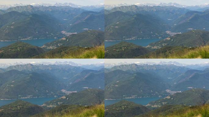 瑞士阿尔卑斯山的延时全景。提契诺州蒙特勒马的景色