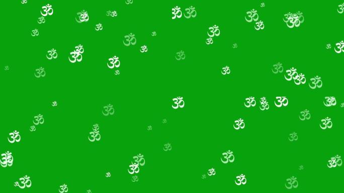 印度教文化Om符号运动图形与绿屏背景