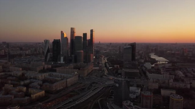 莫斯科城市交通街空中城市景观全景4k俄罗斯