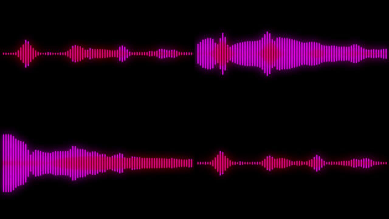 黑色背景上的动画紫色nois波。