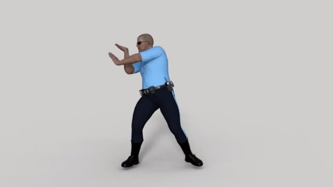 3d角色警察跳舞迪斯科，透明背景