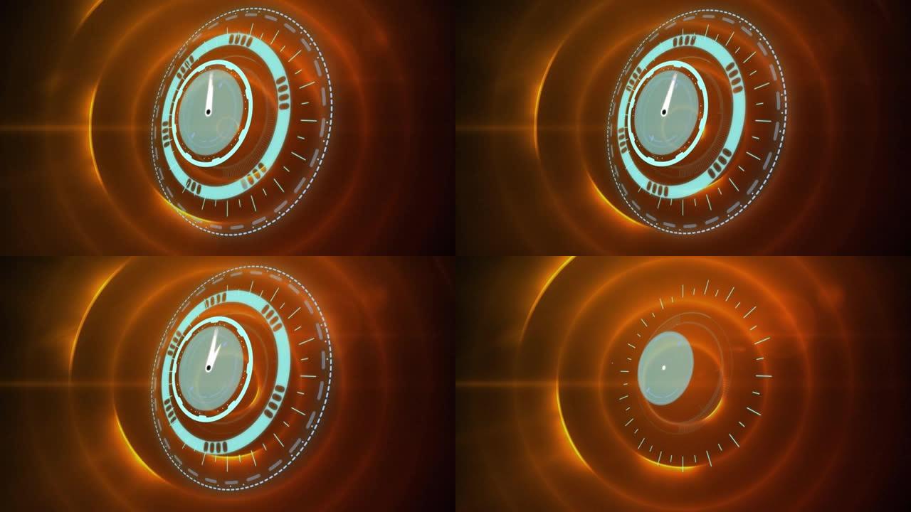 时钟在橙色圆圈上快速移动的动画