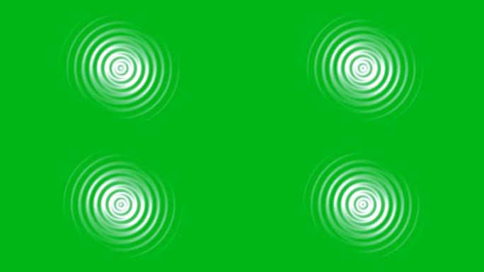 绿色屏幕背景的白色径向波运动图形