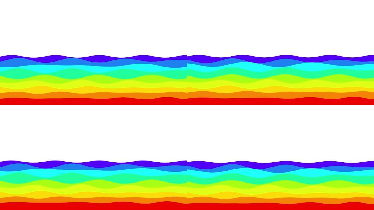 海浪彩虹色，流畅多彩的慢动作。柔和的波浪背景为美丽的概念设计构图