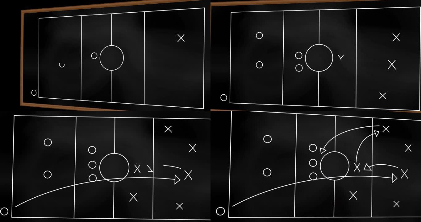 黑板上的足球比赛计划动画