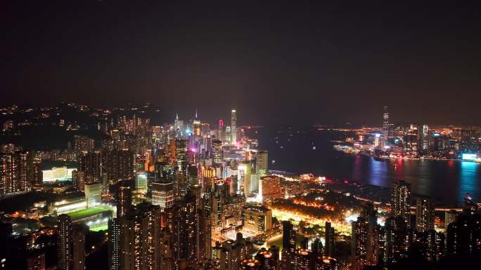 4K正版-航拍香港半岛城市夜景02