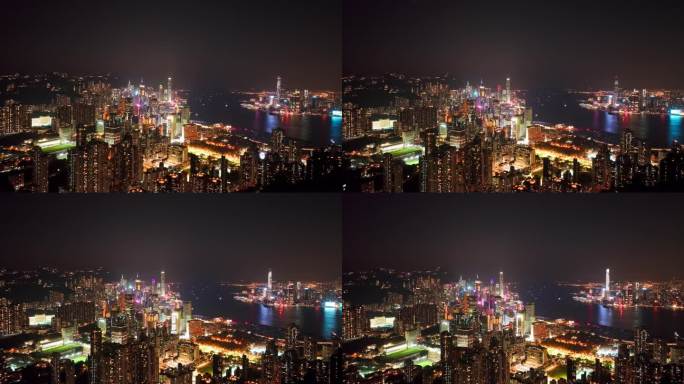 4K正版-航拍香港半岛城市夜景02