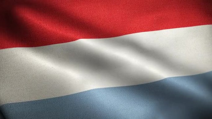 卢森堡国旗动画股票视频-卢森堡国旗在循环和纹理3d渲染背景-高度详细的织物图案和可循环-卢森堡大公国