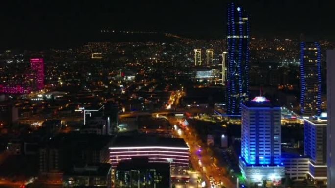 伊兹密尔土耳其市中心夜间航空4k股票视频