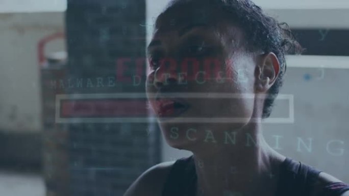 健身房中非裔美国女运动员的数据处理动画
