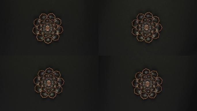 铁花的旋转孤立在黑色上。360度旋转。