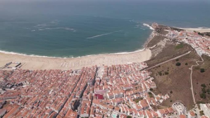 摄于葡萄牙纳扎雷村上空，摄于葡萄牙夏日白色沙滩上