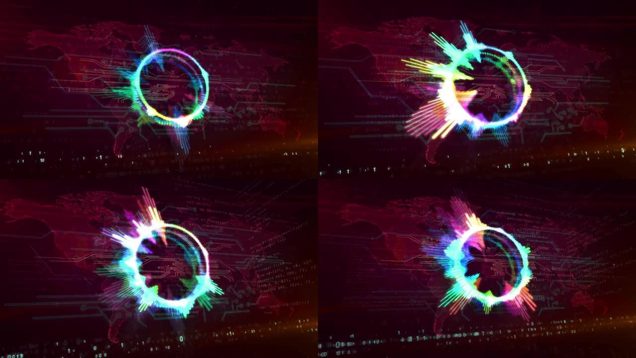 音频频谱音乐霓虹灯标志抽象可循环动画