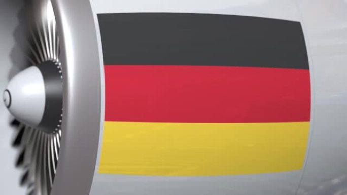 带有德国国旗的飞机涡轮机