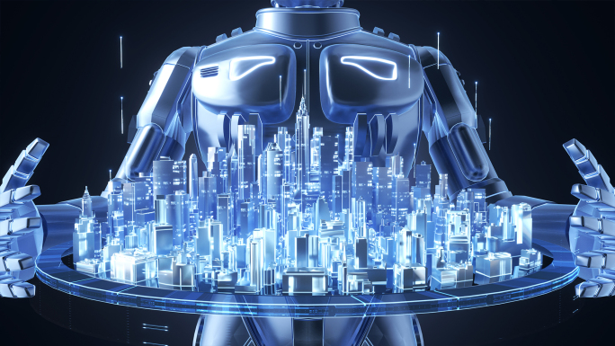 科技城市AI大数据未来机器人片头视频