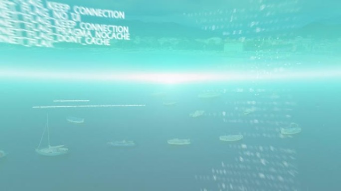 海景数据处理动画动画片灯化城云彩飘扬