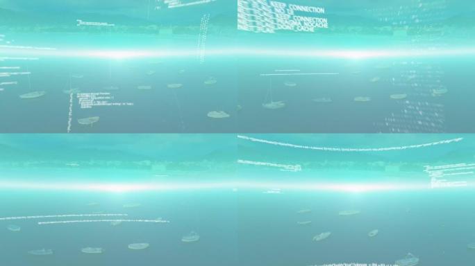 海景数据处理动画动画片灯化城云彩飘扬