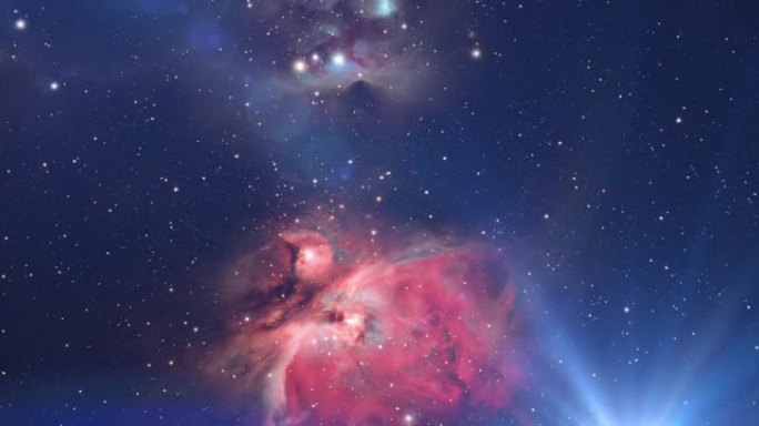 银河系的星星和繁星点点的天空。猎户座星云。