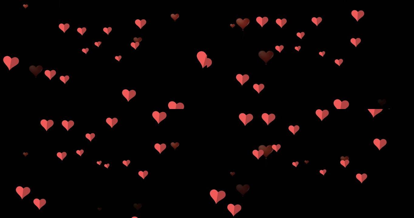 黑色背景上漂浮的粉红色heartz动画