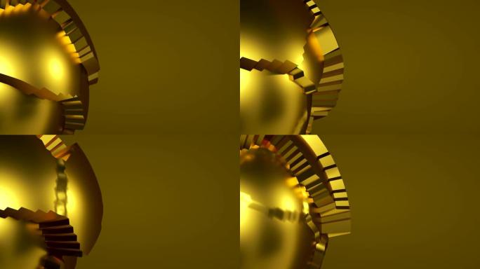 带复制空间的抽象3d渲染动画背景。金色和棕色。