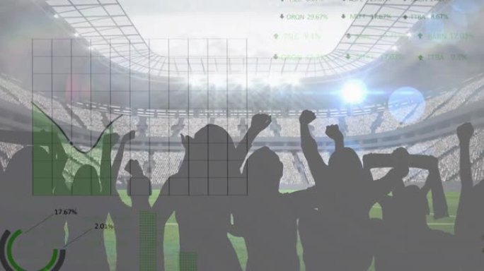 体育场欢呼的体育迷的图形动画和数据处理
