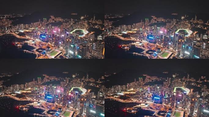 4K正版-航拍香港维多利亚港繁华夜景03