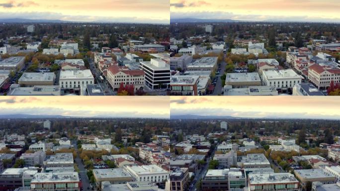 加州帕洛阿尔托市中心的鸟瞰图。