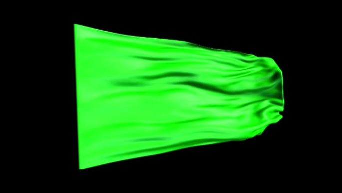 动画绿旗正在无缝循环挥舞。逼真的绿色旗帜在风中飘扬。空的绿旗。