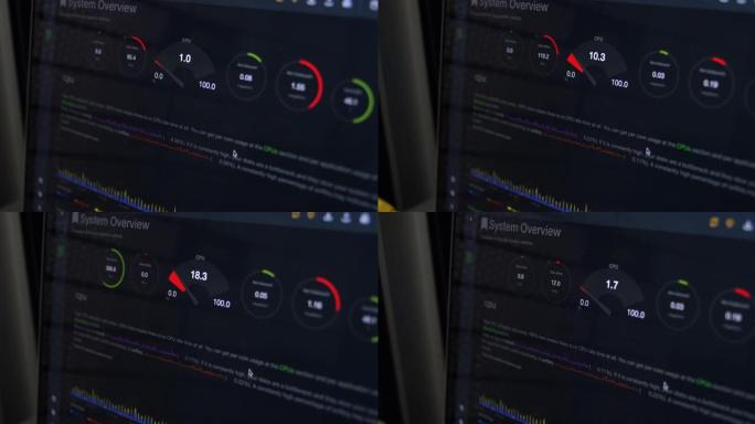 服务器机房笔记本电脑上的4k计算机图形录像
