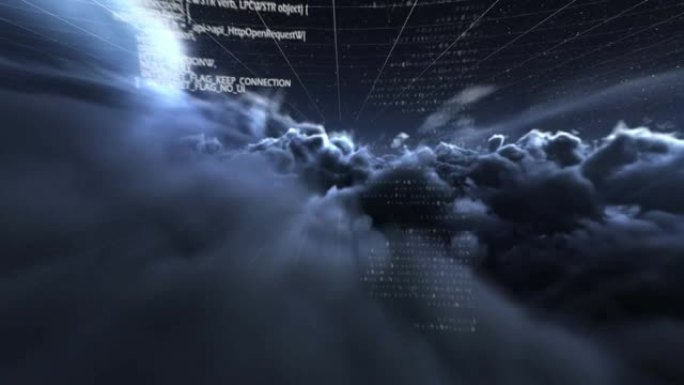 数据处理动画和云上的连接网络