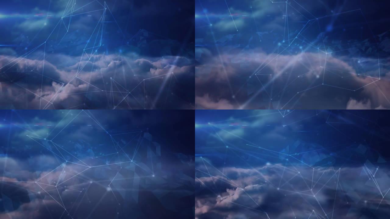 天空云上连接网络的动画