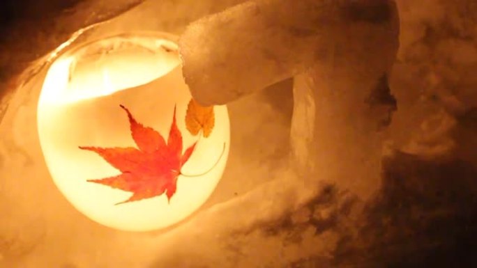 日本花灯在小樽雪光径节，位于日本北海道小樽。