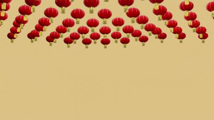 中国新年灯笼动画孤立在透明背景，3D r