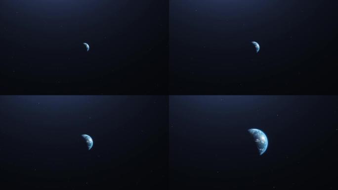 太阳系行星的宇宙。宇宙中一颗行星自转的抽象动画。地球的4k视频。
