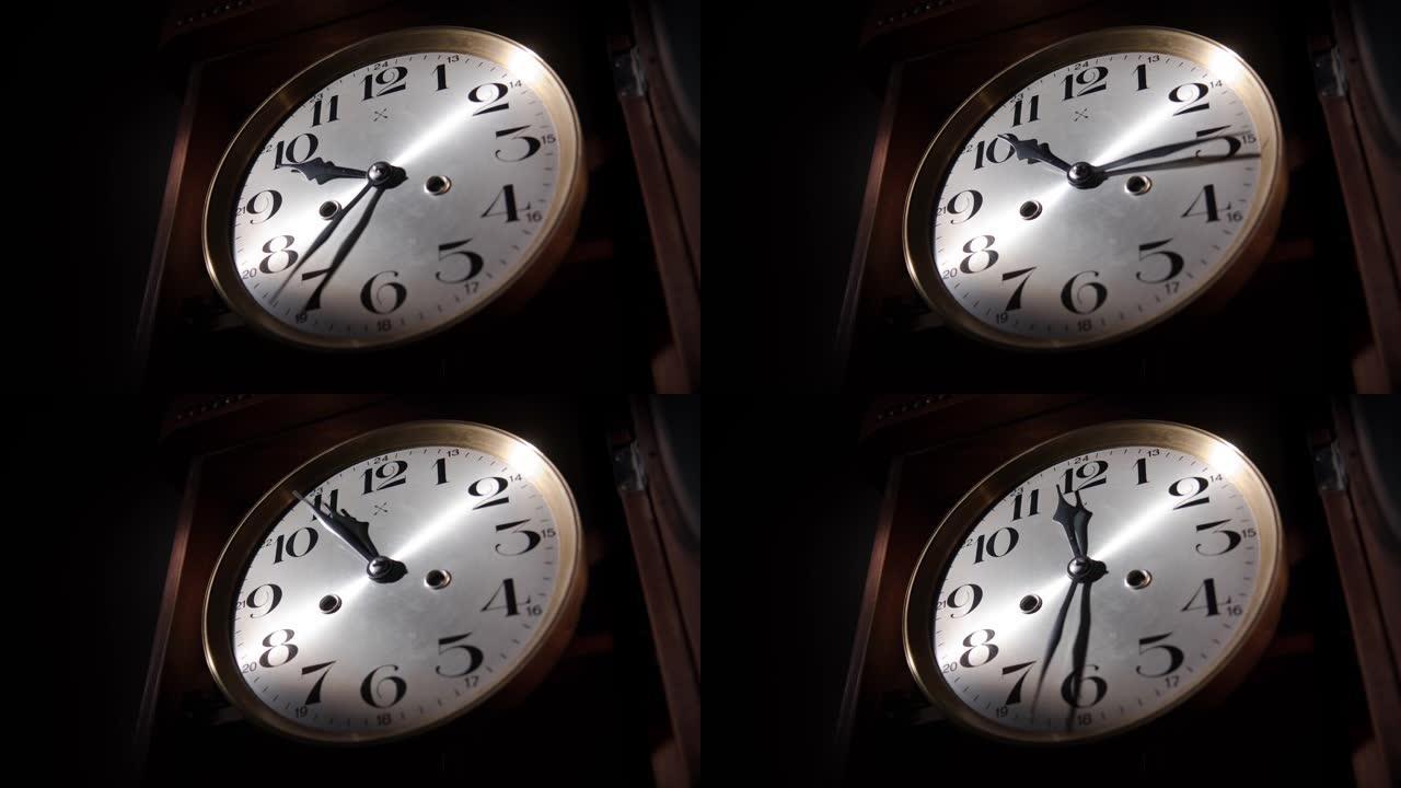 一个古老的汉堡美国发条时钟的延时超过3小时