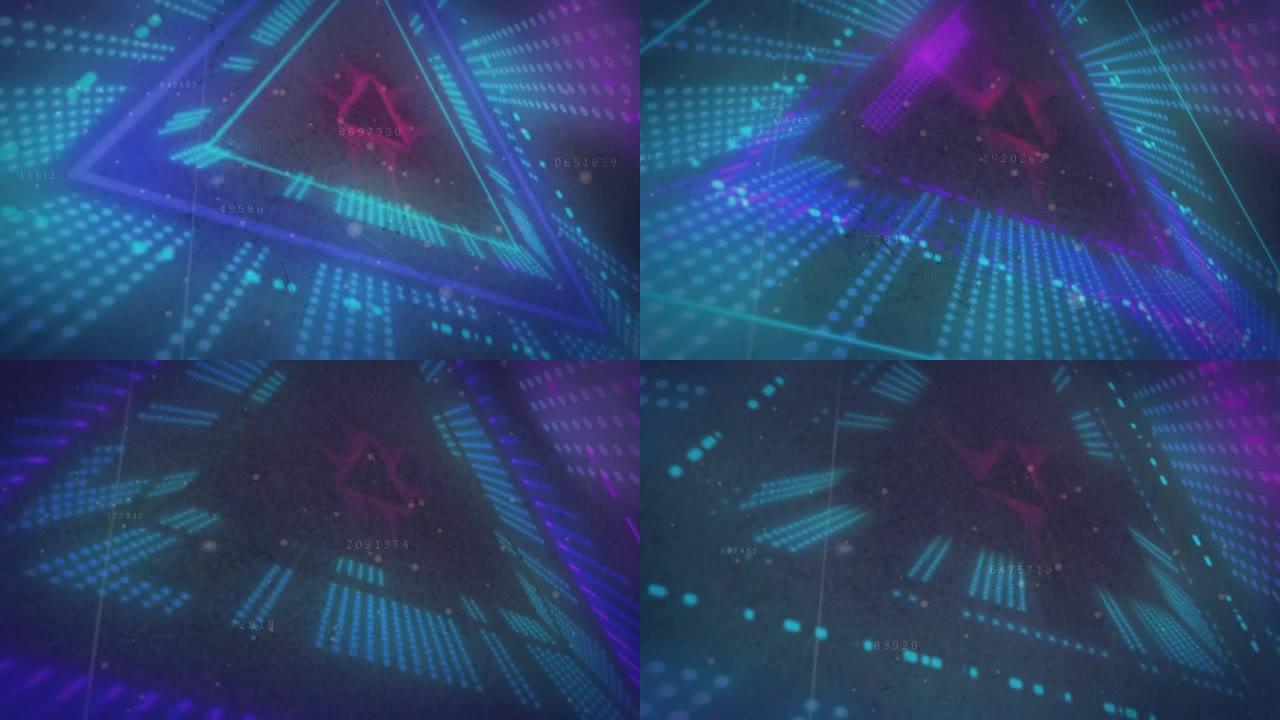霓虹灯隧道上移动网格的动画