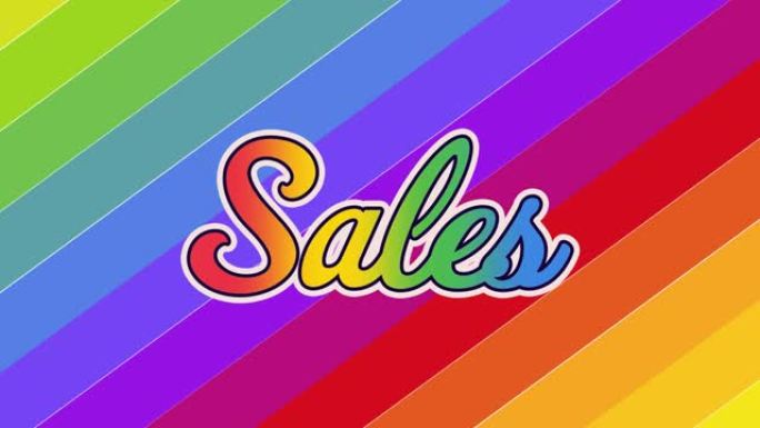 彩虹背景上的销售动画