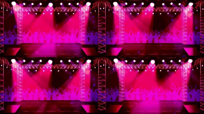 逼真的红色光束照在舞台上。