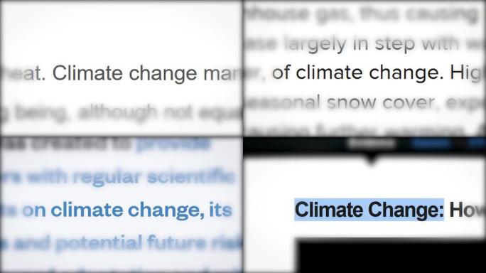 宏观拍摄了有关气候变化的媒体文章的标题