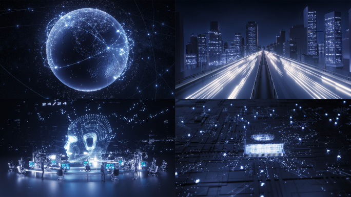 科技城市穿梭大数据人工智能AE+C4D