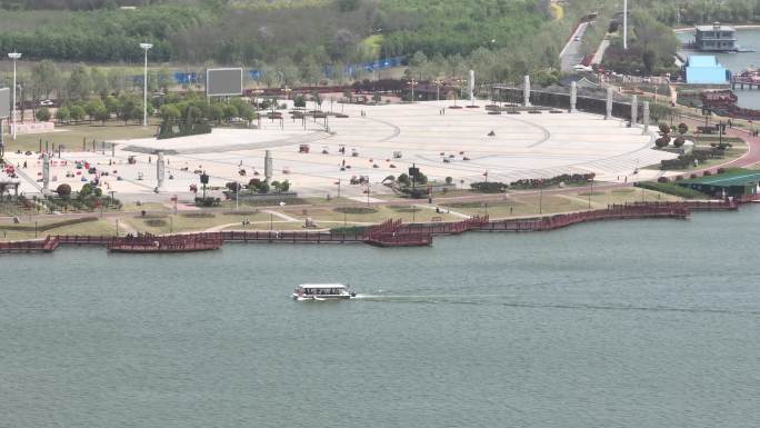 河南许昌鄢陵地标鹤鸣湖航拍