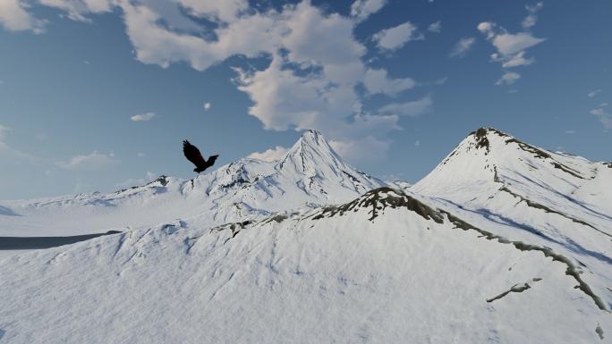 老鹰雄鹰飞过雪山山峰大气片头开场壮观素材