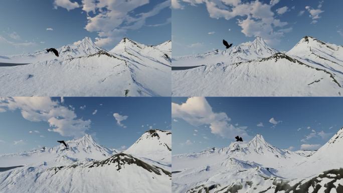 老鹰雄鹰飞过雪山山峰大气片头开场壮观素材