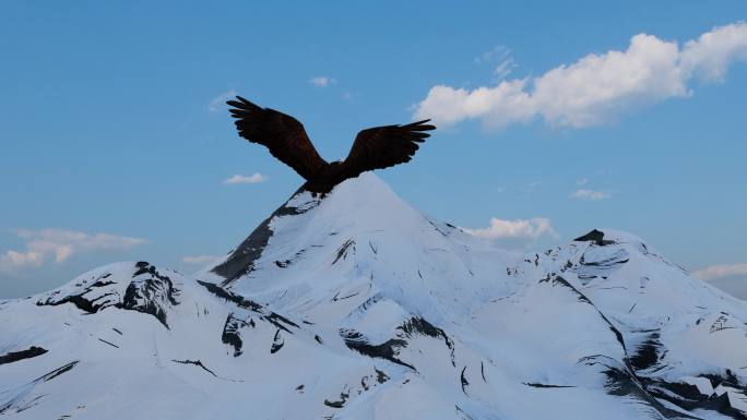 雄鹰老鹰雪山冰山山脉山峰雄伟壮观开场片头