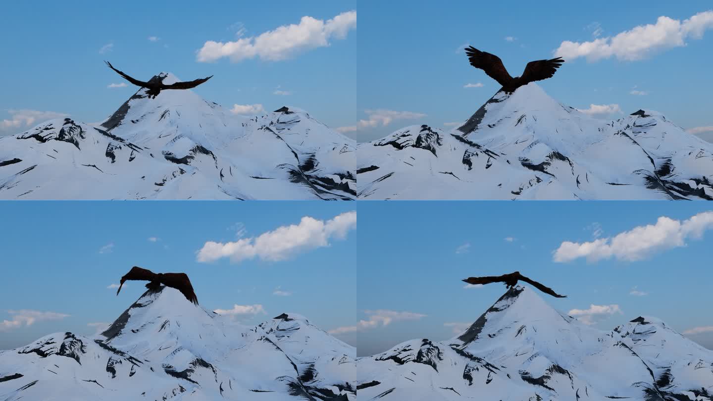 雄鹰老鹰雪山冰山山脉山峰雄伟壮观开场片头