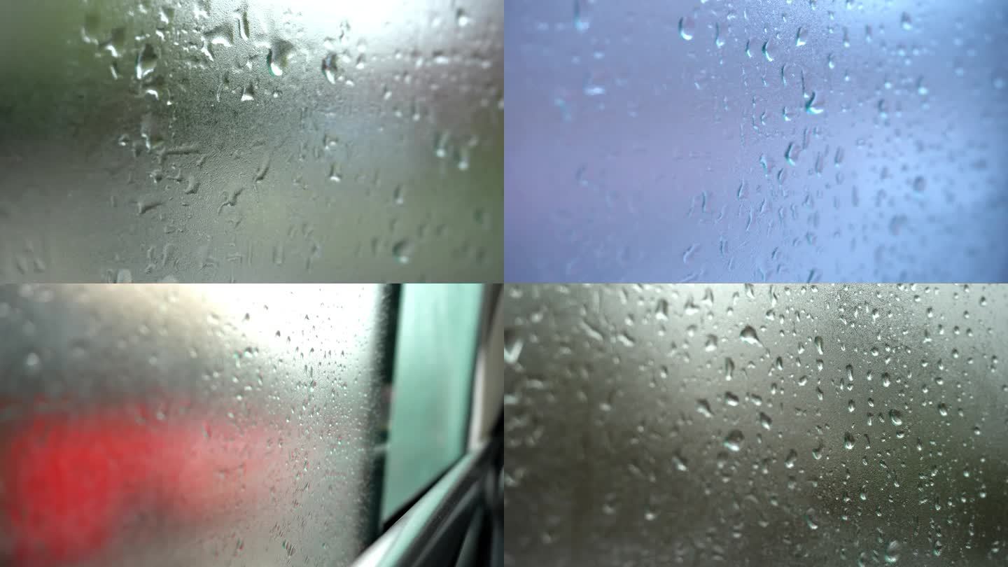 雨天公交车玻璃上的雨滴