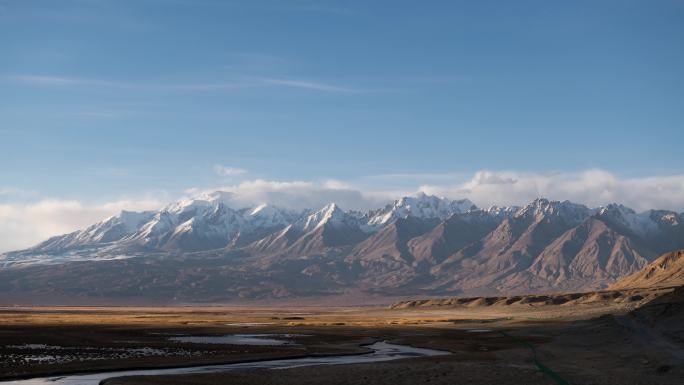 新疆塔合曼湿地慕士塔格峰日转夜延时